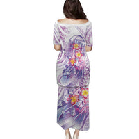 Lavender Polynesian Jellyfish Puletasi Watercolor Glows - Polynesian Pride