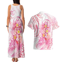 Rose Pink Polynesian Jellyfish Couples Matching Tank Maxi Dress and Hawaiian Shirt Watercolor Glows LT7 - Polynesian Pride