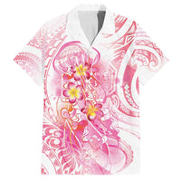 Rose Pink Polynesian Jellyfish Family Matching Off Shoulder Maxi Dress and Hawaiian Shirt Watercolor Glows LT7 Dad's Shirt - Short Sleeve Rose Pink - Polynesian Pride