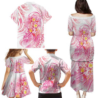 Rose Pink Polynesian Jellyfish Family Matching Puletasi and Hawaiian Shirt Watercolor Glows LT7 - Polynesian Pride