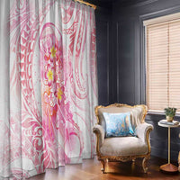 Rose Pink Polynesian Jellyfish Window Curtain Watercolor Glows - Polynesian Pride