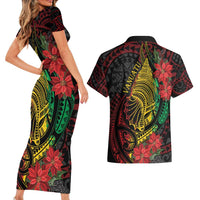 Vanuatu Meri Krismas Couples Matching Short Sleeve Bodycon Dress and Hawaiian Shirt Conch Shell Tribal Art LT7 - Polynesian Pride