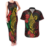 Vanuatu Meri Krismas Couples Matching Tank Maxi Dress and Hawaiian Shirt Conch Shell Tribal Art LT7 Art - Polynesian Pride