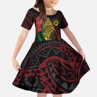 Vanuatu Meri Krismas Family Matching Long Sleeve Bodycon Dress and Hawaiian Shirt Conch Shell Tribal Art LT7 Daughter's Dress Art - Polynesian Pride