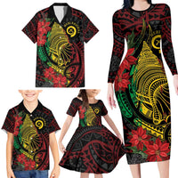 Vanuatu Meri Krismas Family Matching Long Sleeve Bodycon Dress and Hawaiian Shirt Conch Shell Tribal Art LT7 - Polynesian Pride