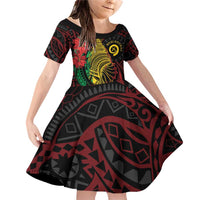 Vanuatu Meri Krismas Family Matching Off Shoulder Short Dress and Hawaiian Shirt Conch Shell Tribal Art LT7 Daughter's Dress Art - Polynesian Pride