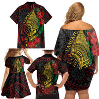 Vanuatu Meri Krismas Family Matching Off Shoulder Short Dress and Hawaiian Shirt Conch Shell Tribal Art LT7 - Polynesian Pride