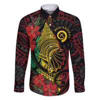Vanuatu Meri Krismas Family Matching Puletasi and Hawaiian Shirt Conch Shell Tribal Art LT7 Dad's Shirt - Long Sleeve Art - Polynesian Pride