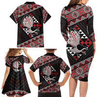 Taniko Aotearoa Family Matching Long Sleeve Bodycon Dress and Hawaiian Shirt Poutama Mix Piwakawaka LT7 - Polynesian Pride