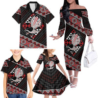 Taniko Aotearoa Family Matching Off The Shoulder Long Sleeve Dress and Hawaiian Shirt Poutama Mix Piwakawaka LT7 - Polynesian Pride