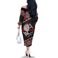 Taniko Aotearoa Family Matching Off The Shoulder Long Sleeve Dress and Hawaiian Shirt Poutama Mix Piwakawaka LT7 - Polynesian Pride
