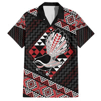 Taniko Aotearoa Family Matching Off Shoulder Maxi Dress and Hawaiian Shirt Poutama Mix Piwakawaka LT7 Dad's Shirt - Short Sleeve Red - Polynesian Pride