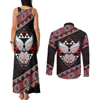 Taniko Aotearoa Couples Matching Tank Maxi Dress and Long Sleeve Button Shirt Poutama Mix Piwakawaka - Ver02 LT7 - Polynesian Pride