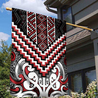 Maori Tukutuku Taniko Motifs Garden Flag Red Poutama Mix Kowhaiwhai LT7 - Polynesian Pride