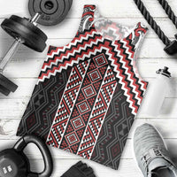 Maori Tukutuku Taniko Motifs Men Tank Top Red Poutama Mix Kowhaiwhai LT7 - Polynesian Pride