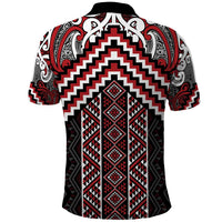 Maori Tukutuku Taniko Motifs Polo Shirt Red Poutama Mix Kowhaiwhai LT7 - Polynesian Pride