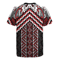 Maori Tukutuku Taniko Motifs Rugby Jersey Red Poutama Mix Kowhaiwhai LT7 - Polynesian Pride