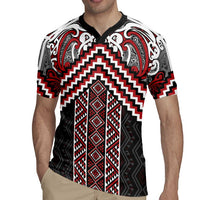 Maori Tukutuku Taniko Motifs Rugby Jersey Red Poutama Mix Kowhaiwhai LT7 - Polynesian Pride