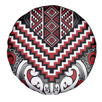 Maori Tukutuku Taniko Motifs Spare Tire Cover Red Poutama Mix Kowhaiwhai LT7 - Polynesian Pride