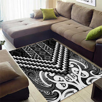 Maori Tukutuku Taniko Motifs Area Rug Black Poutama Mix Kowhaiwhai LT7 - Polynesian Pride