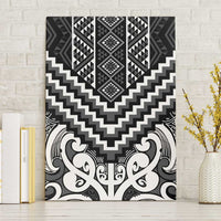 Maori Tukutuku Taniko Motifs Canvas Wall Art Black Poutama Mix Kowhaiwhai LT7 Without Frame Black - Polynesian Pride