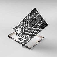 Maori Tukutuku Taniko Motifs Canvas Wall Art Black Poutama Mix Kowhaiwhai LT7 With Frame Black - Polynesian Pride
