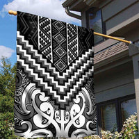 Maori Tukutuku Taniko Motifs Garden Flag Black Poutama Mix Kowhaiwhai LT7 - Polynesian Pride