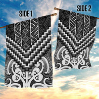 Maori Tukutuku Taniko Motifs Garden Flag Black Poutama Mix Kowhaiwhai LT7 - Polynesian Pride