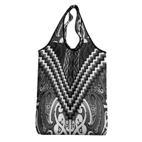 Maori Tukutuku Taniko Motifs Grocery Bag Black Poutama Mix Kowhaiwhai LT7 - Polynesian Pride