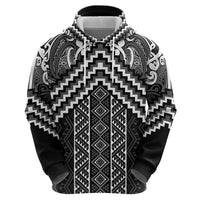 Maori Tukutuku Taniko Motifs Hoodie Black Poutama Mix Kowhaiwhai LT7 - Polynesian Pride