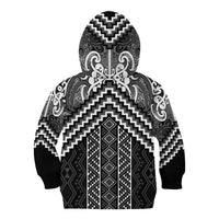Maori Tukutuku Taniko Motifs Kid Hoodie Black Poutama Mix Kowhaiwhai LT7 - Polynesian Pride