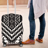 Maori Tukutuku Taniko Motifs Luggage Cover Black Poutama Mix Kowhaiwhai LT7 Black - Polynesian Pride