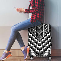 Maori Tukutuku Taniko Motifs Luggage Cover Black Poutama Mix Kowhaiwhai LT7 - Polynesian Pride