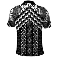 Maori Tukutuku Taniko Motifs Polo Shirt Black Poutama Mix Kowhaiwhai LT7 - Polynesian Pride
