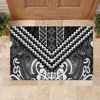 Maori Tukutuku Taniko Motifs Rubber Doormat Black Poutama Mix Kowhaiwhai LT7 Black - Polynesian Pride