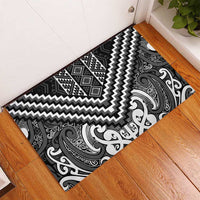 Maori Tukutuku Taniko Motifs Rubber Doormat Black Poutama Mix Kowhaiwhai LT7 - Polynesian Pride
