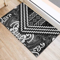 Maori Tukutuku Taniko Motifs Rubber Doormat Black Poutama Mix Kowhaiwhai LT7 - Polynesian Pride
