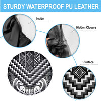 Maori Tukutuku Taniko Motifs Spare Tire Cover Black Poutama Mix Kowhaiwhai LT7 - Polynesian Pride