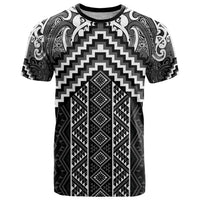 Maori Tukutuku Taniko Motifs T Shirt Black Poutama Mix Kowhaiwhai LT7 Black - Polynesian Pride