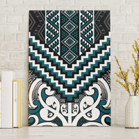 Maori Tukutuku Taniko Motifs Canvas Wall Art Teal Poutama Mix Kowhaiwhai LT7 Without Frame Teal - Polynesian Pride