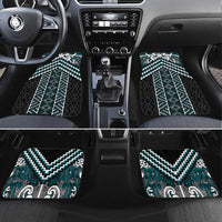 Maori Tukutuku Taniko Motifs Car Mats Teal Poutama Mix Kowhaiwhai LT7 Set 4pcs Teal - Polynesian Pride