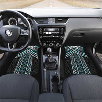 Maori Tukutuku Taniko Motifs Car Mats Teal Poutama Mix Kowhaiwhai LT7 Set 2pcs - Front Teal - Polynesian Pride