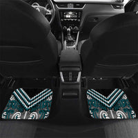 Maori Tukutuku Taniko Motifs Car Mats Teal Poutama Mix Kowhaiwhai LT7 Set 2pcs - Back Teal - Polynesian Pride