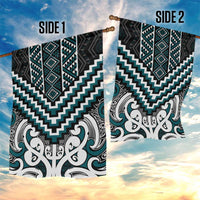 Maori Tukutuku Taniko Motifs Garden Flag Teal Poutama Mix Kowhaiwhai LT7 - Polynesian Pride