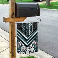 Maori Tukutuku Taniko Motifs Garden Flag Teal Poutama Mix Kowhaiwhai LT7 - Polynesian Pride