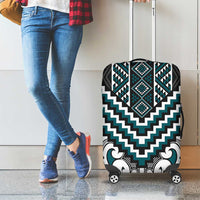 Maori Tukutuku Taniko Motifs Luggage Cover Teal Poutama Mix Kowhaiwhai LT7 - Polynesian Pride