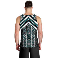 Maori Tukutuku Taniko Motifs Men Tank Top Teal Poutama Mix Kowhaiwhai LT7 - Polynesian Pride