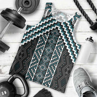 Maori Tukutuku Taniko Motifs Men Tank Top Teal Poutama Mix Kowhaiwhai LT7 - Polynesian Pride