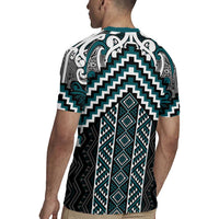 Maori Tukutuku Taniko Motifs Rugby Jersey Teal Poutama Mix Kowhaiwhai LT7 - Polynesian Pride