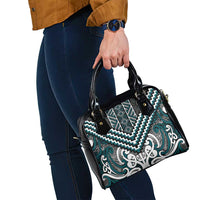 Maori Tukutuku Taniko Motifs Shoulder Handbag Teal Poutama Mix Kowhaiwhai LT7 - Polynesian Pride